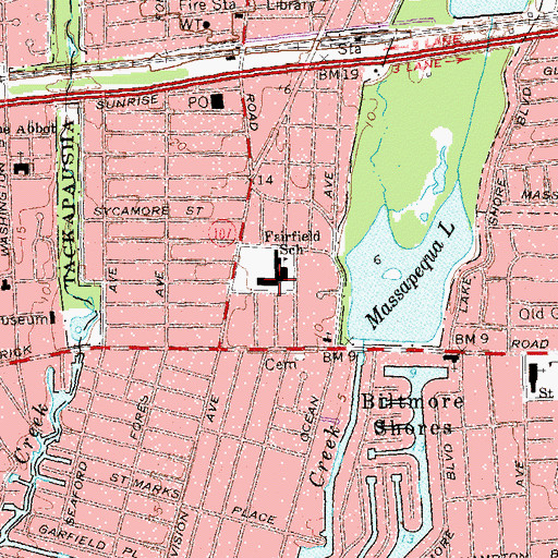 Topographic Map of Fairfield Elementary School, NY