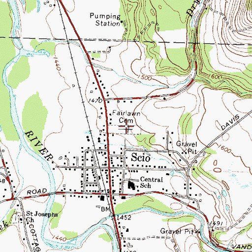 Topographic Map of Fairlawn Cemetery, NY