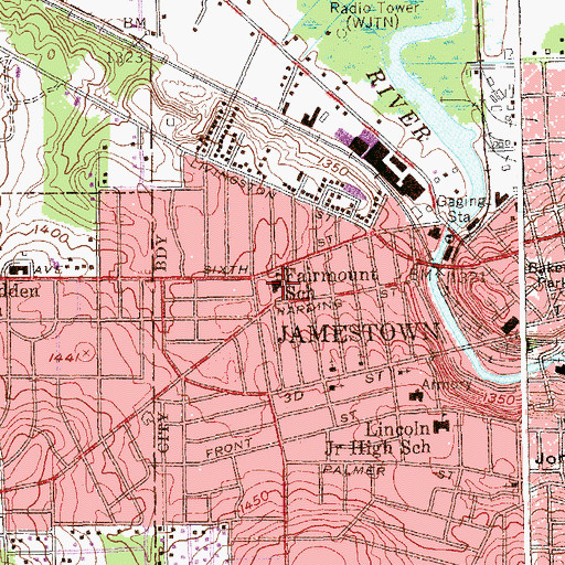 Topographic Map of Fairmount School (historical), NY