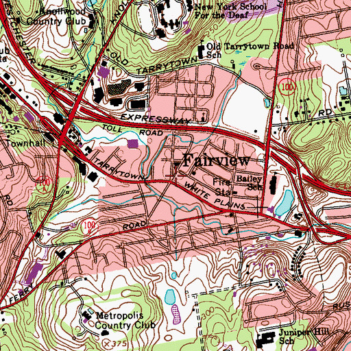 Topographic Map of Fairview, NY