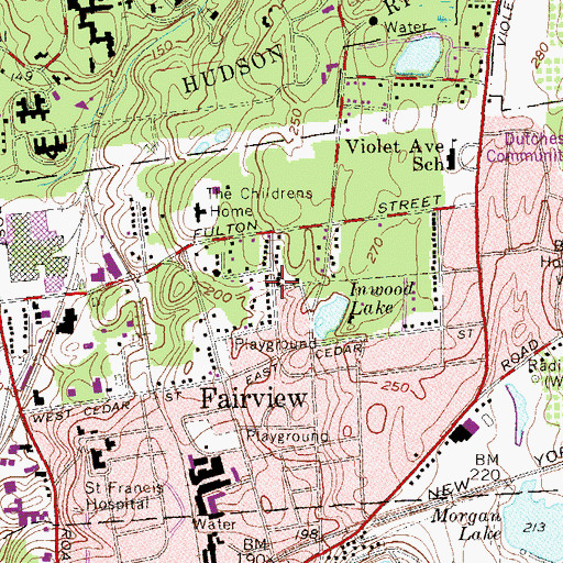 Topographic Map of Fairview, NY