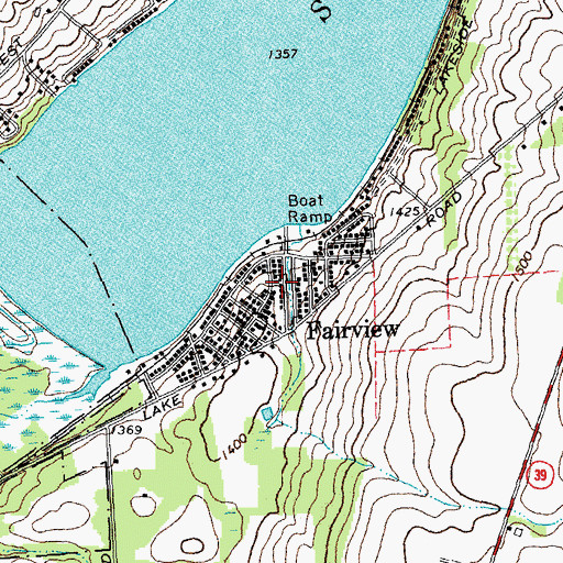 Topographic Map of Fairview, NY
