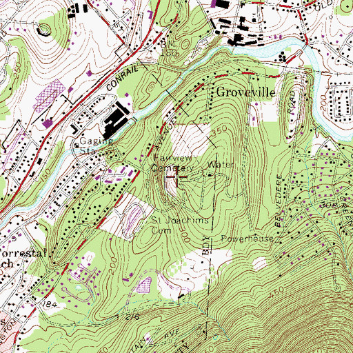 Topographic Map of Fairview Cemetery, NY