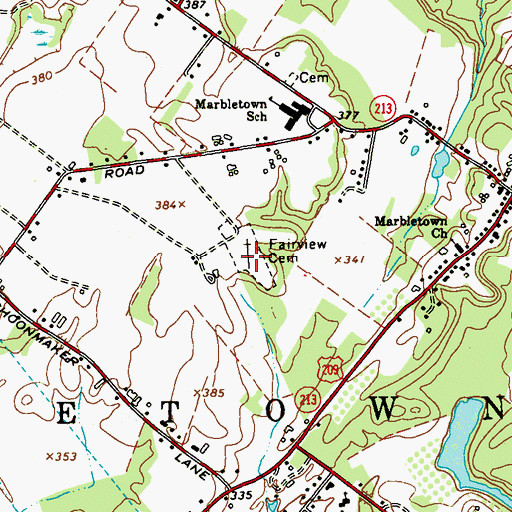 Topographic Map of Fairview Cemetery, NY