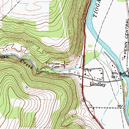 Topographic Map of Fairview Cemetery, NY
