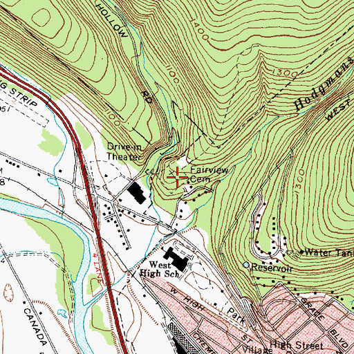 Topographic Map of Fairview Cemetery, NY