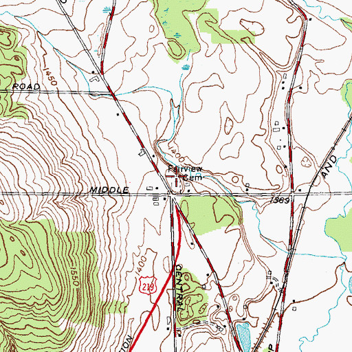 Topographic Map of Fairview Cemetery, NY