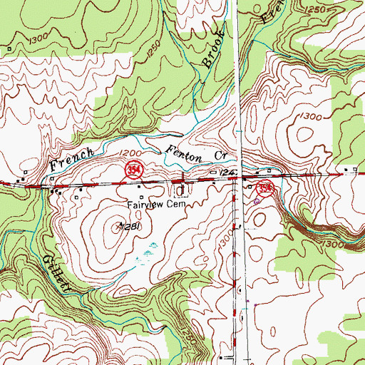 Topographic Map of Fairview Cemetery, NY