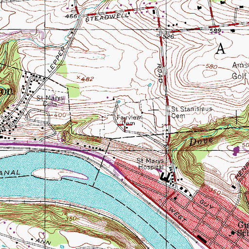 Topographic Map of Fairview Cemetery, NY