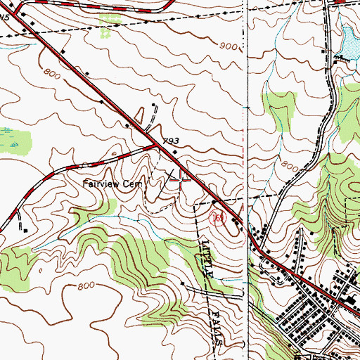 Topographic Map of Fairview Cemetery, NY