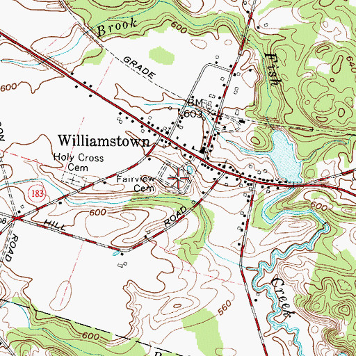 Topographic Map of Fairview Cemetery, NY