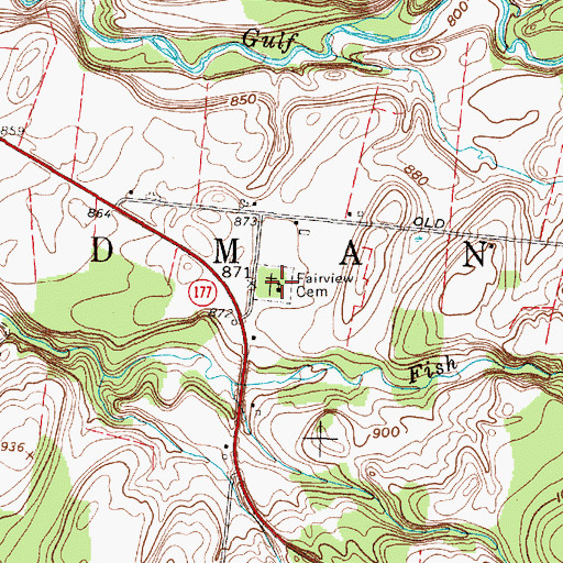 Topographic Map of Fairview Cemetery, NY