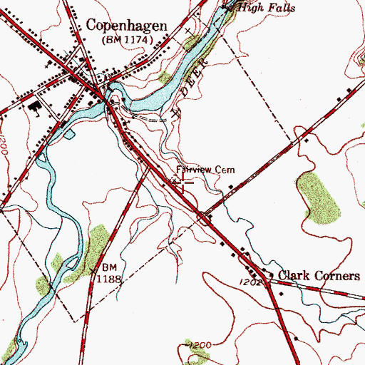 Topographic Map of Fairview Cemetery, NY