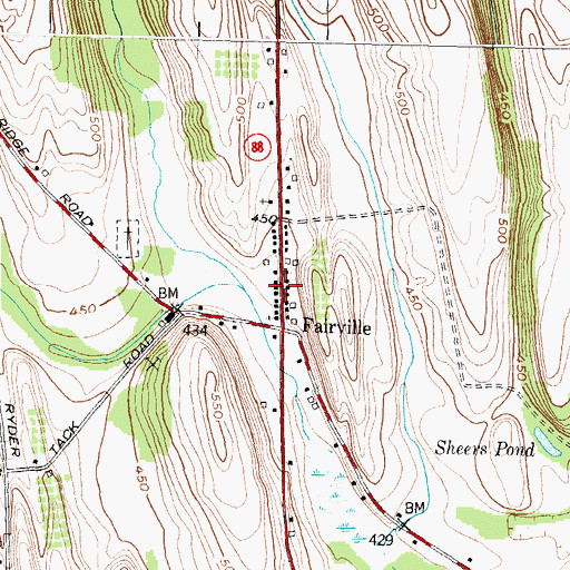 Topographic Map of Fairville, NY
