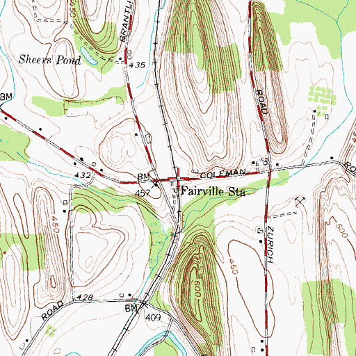 Topographic Map of Fairville Station, NY