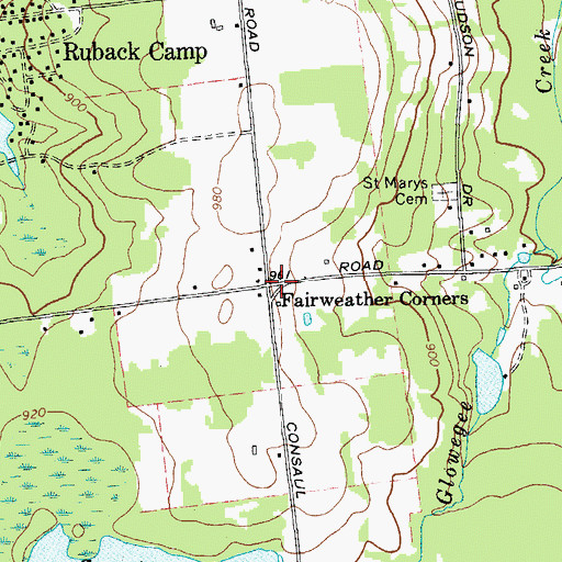 Topographic Map of Fairweather Corners, NY