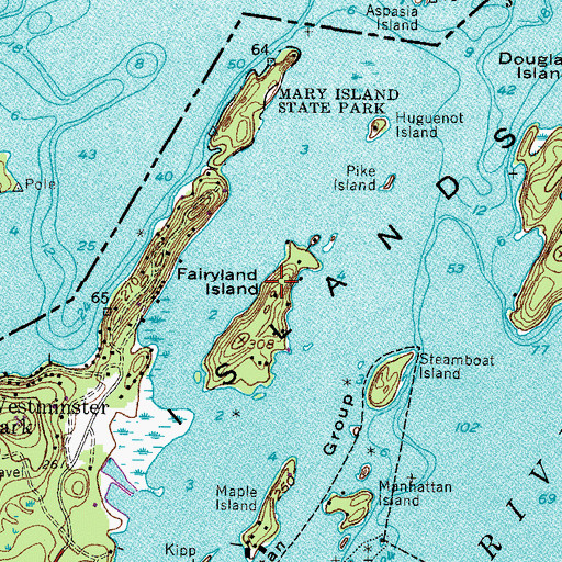 Topographic Map of Fairyland Island, NY