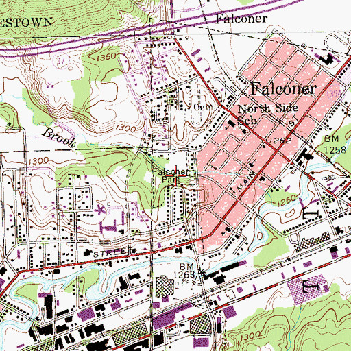 Topographic Map of Falconer Park, NY