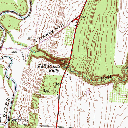 Topographic Map of Fall Brook Falls, NY