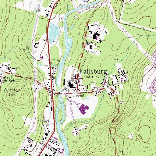 Topographic Map of Fallsburg, NY
