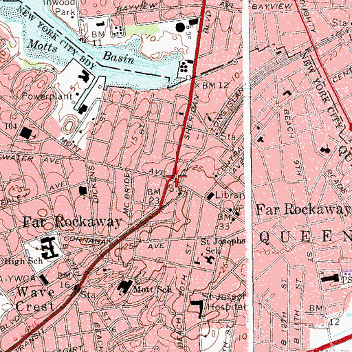 Topographic Map of Far Rockaway, NY