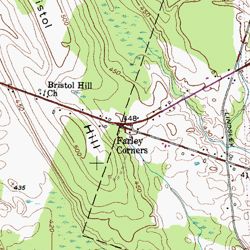 Topographic Map of Farley Corners, NY