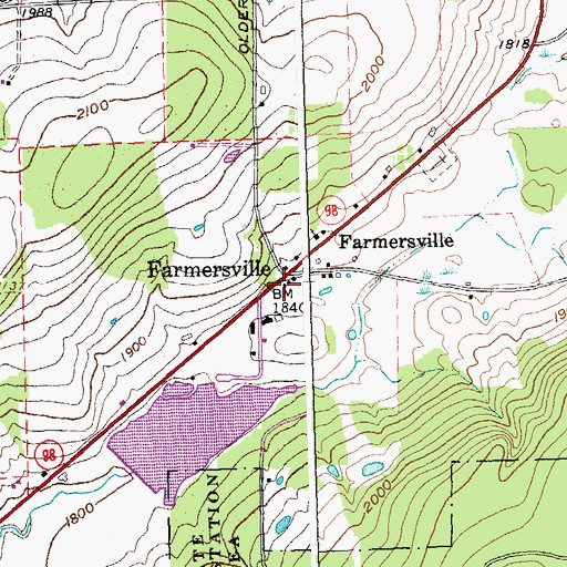 Topographic Map of Farmersville, NY