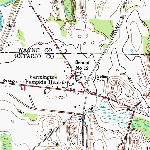 Topographic Map of Farmington, NY