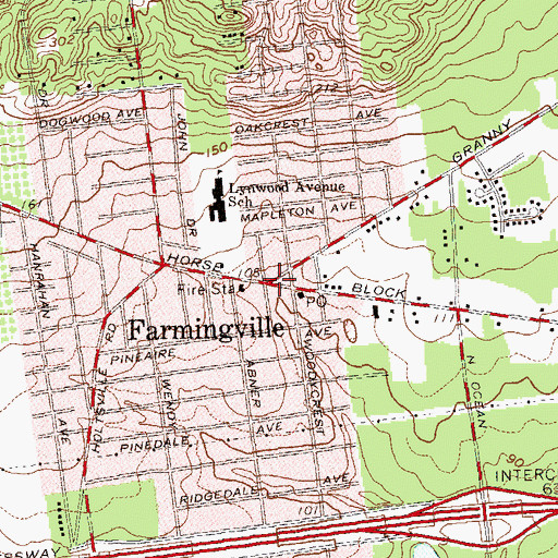 Topographic Map of Farmingville, NY