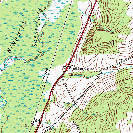 Topographic Map of Faulkner Cemetery, NY