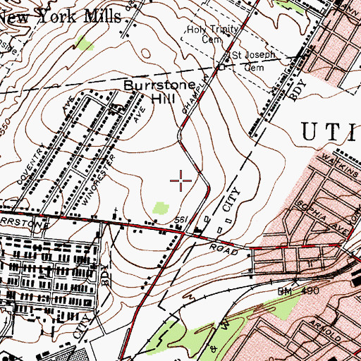 Topographic Map of Faxton Saint Luke's Healthcare System, NY
