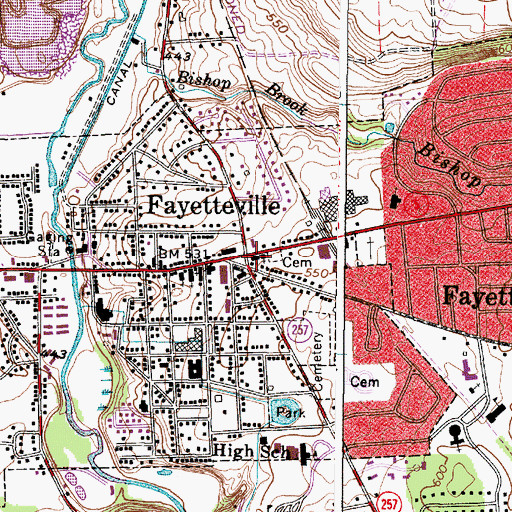 Topographic Map of Fayetteville, NY