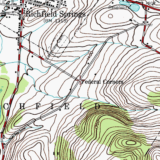 Topographic Map of Federal Corners, NY