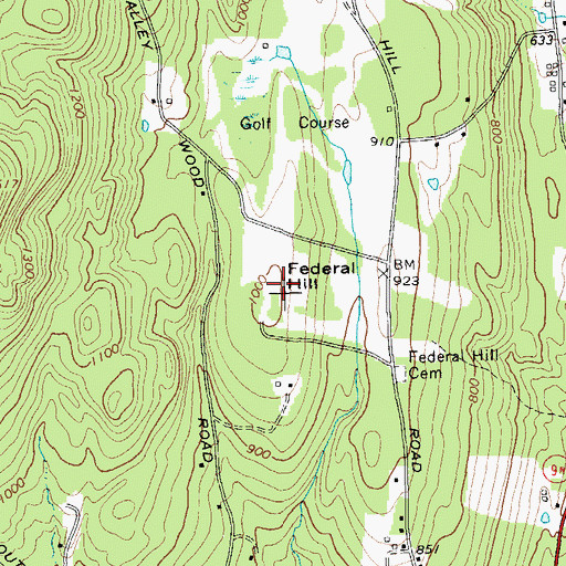 Topographic Map of Federal Hill, NY