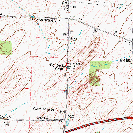 Topographic Map of Fellows Cemetery, NY
