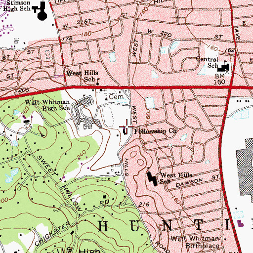 Topographic Map of Fellowship Church, NY