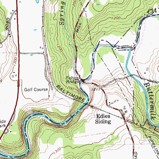 Topographic Map of Felton Bridge, NY