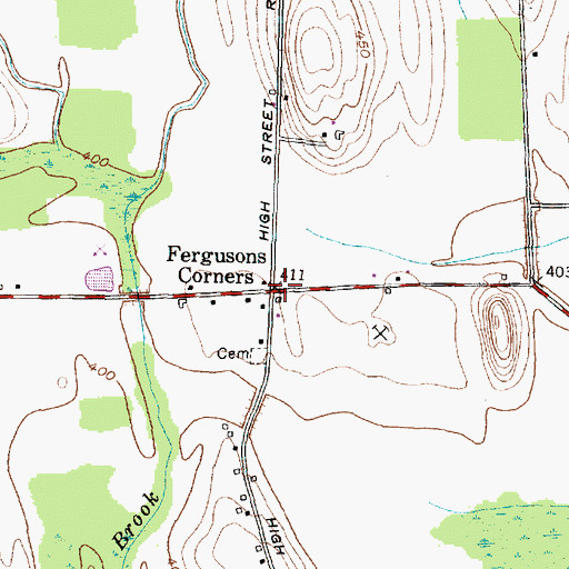 Topographic Map of Fergusons Corners, NY