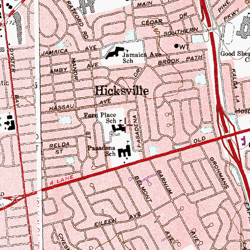 Topographic Map of Fern Place School, NY
