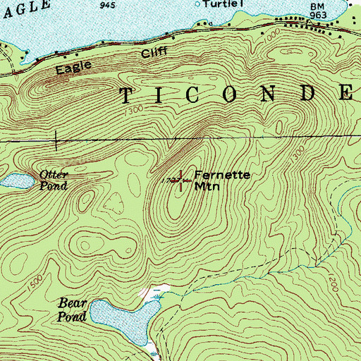 Topographic Map of Fernette Mountain, NY