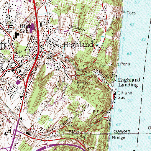 Topographic Map of Ferris Cemetery, NY