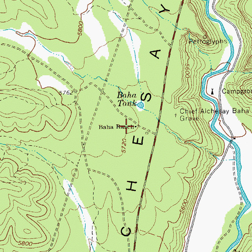 Topographic Map of Baha Ranch, AZ