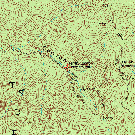 Topographic Map of Pinery Canyon Campground, AZ
