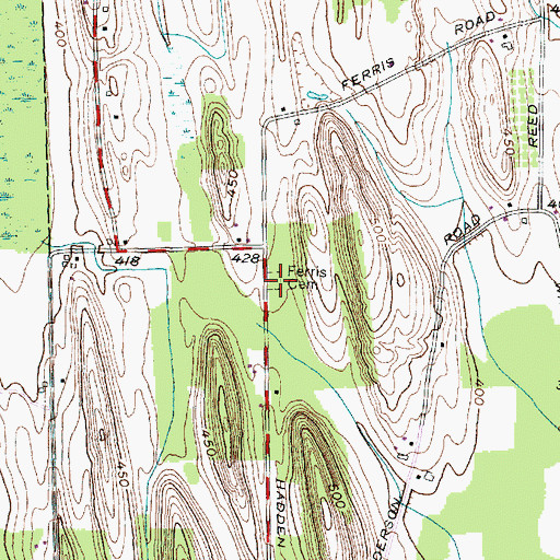 Topographic Map of Pilgrims Rest Cemetery, NY