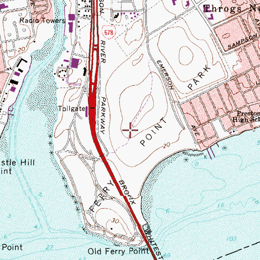 Topographic Map of Ferry Point Park, NY