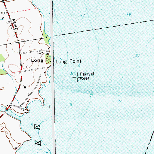 Topographic Map of Ferryall Reef, NY