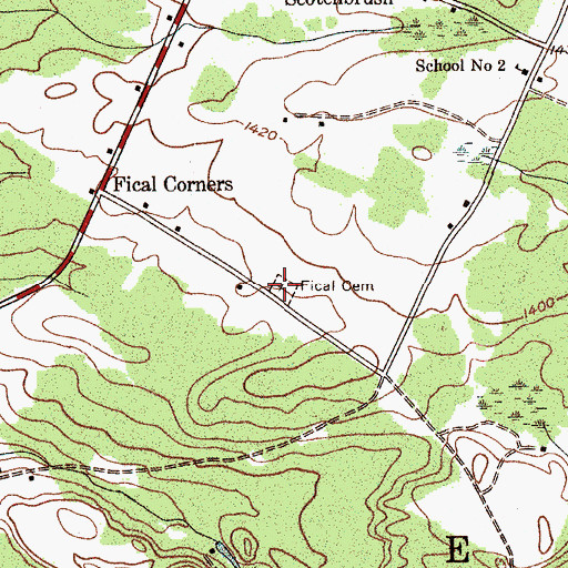 Topographic Map of Fical Cemetery, NY