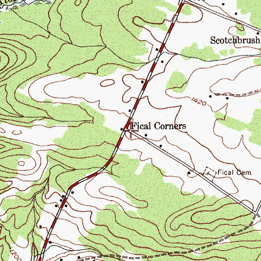 Topographic Map of Fical Corners, NY
