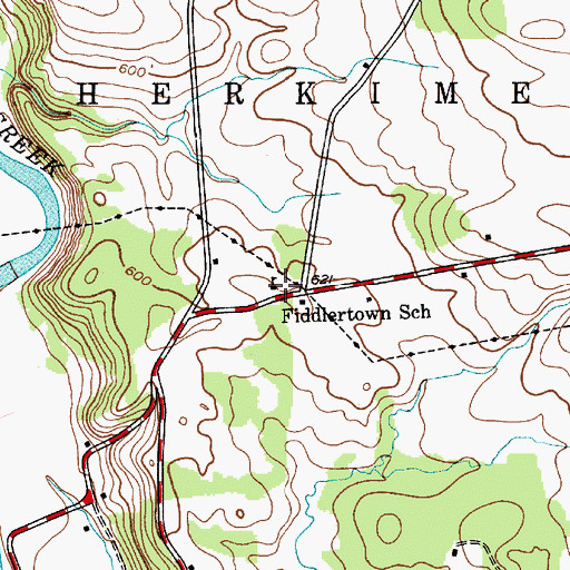 Topographic Map of Fiddlertown School (historical), NY