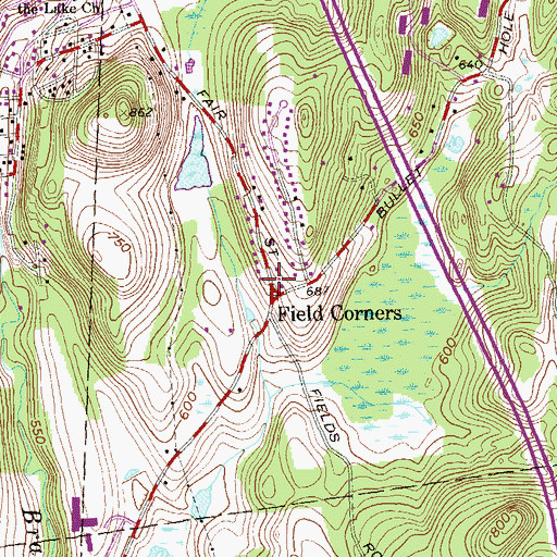 Topographic Map of Field Corners, NY